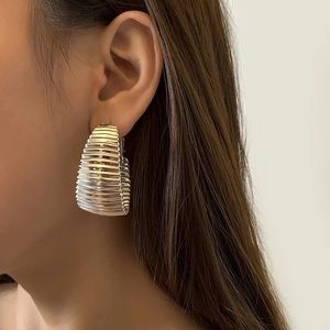Exaggerated Metallic Stripe  Ear Buckle Geometric Metal Trendy Women